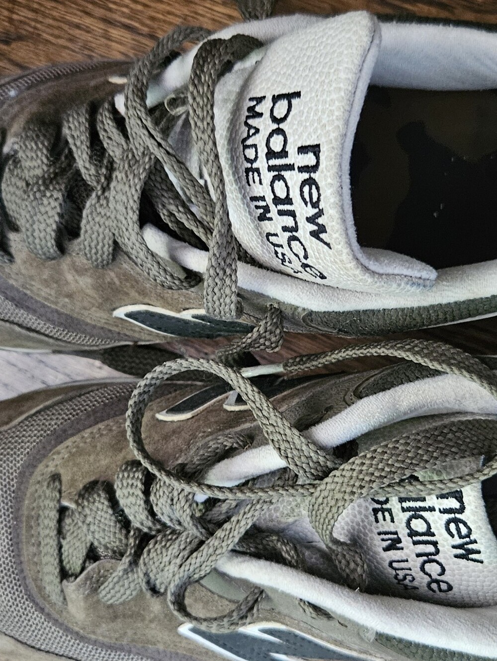 New Balance Olive Green Suede Athletic Sneakers - Picture 8 of 9